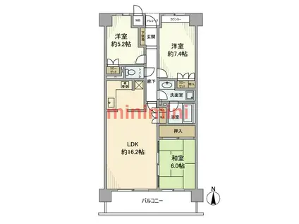 パームズコート茨木パークホームズ(3LDK/4階)の間取り写真