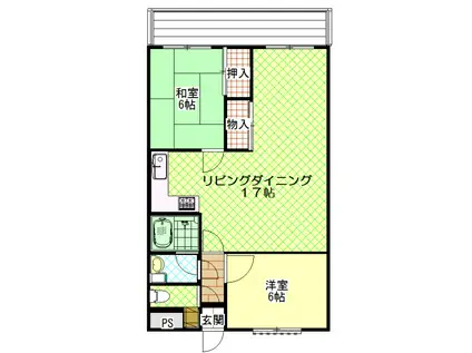 ハイネス石川(2LDK/2階)の間取り写真