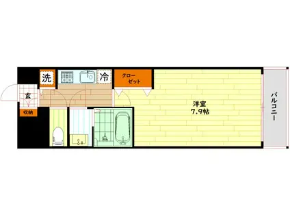 LUXE都島III(1K/6階)の間取り写真