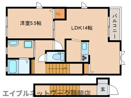 プラウドA(1LDK/2階)の間取り写真