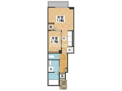 エミネントFUJI B(ワンルーム/1階)の間取り写真