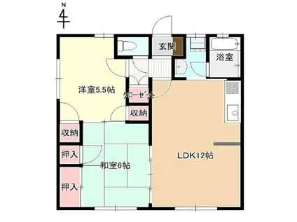 ドミール平田(2LDK/1階)の間取り写真