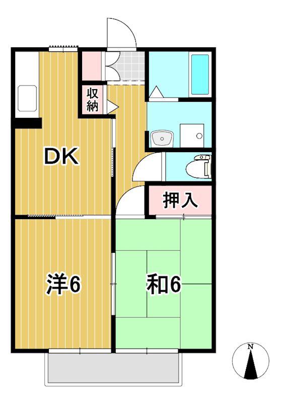 ベルドミールB(2DK/2階)の間取り写真