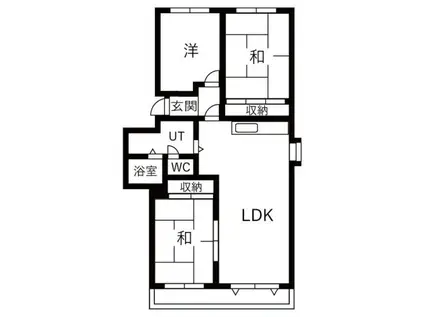 ローズタウン川沿3号棟(3LDK/5階)の間取り写真