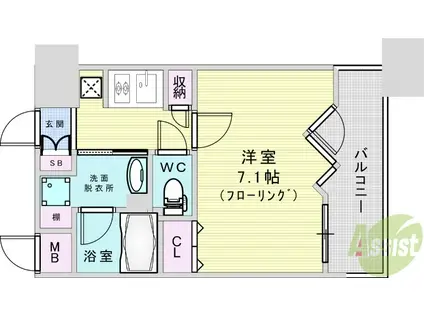 アーバンウェル茨木(1K/3階)の間取り写真