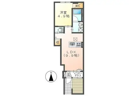 エスポア森本I(1LDK/1階)の間取り写真