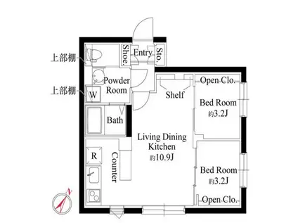 カーサグラッツェ杉並和田(2LDK/3階)の間取り写真