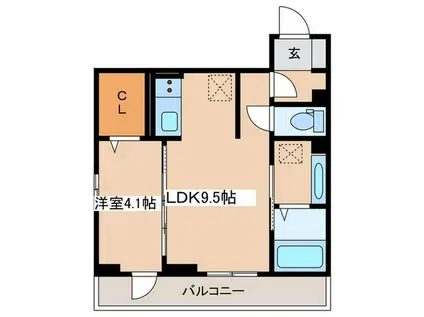 ラ・パーチェ(1LDK/1階)の間取り写真