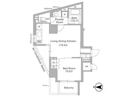 コンフォリア文京春日(1LDK/13階)の間取り写真
