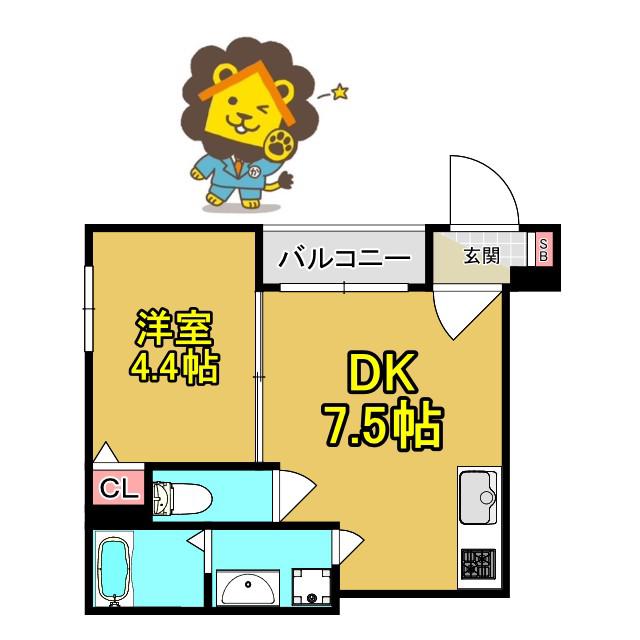 GARDENMAISON内代(1DK/2階)の間取り写真