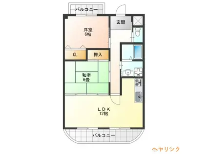 エクセラ大野木2番館(2LDK/1階)の間取り写真