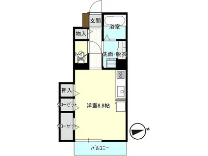 ルーム18(ワンルーム/1階)の間取り写真