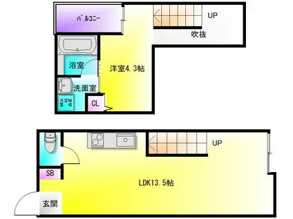 ヴィラパストラル(1LDK/1階)の間取り写真