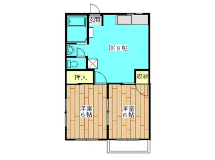 ベリーフ大野台(2DK/1階)の間取り写真