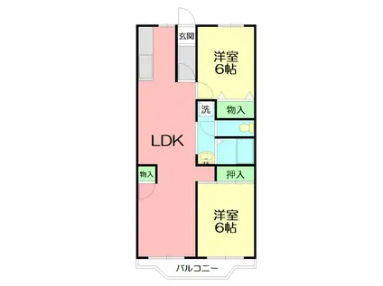 ボヌール秦野II(2LDK/5階)の間取り写真