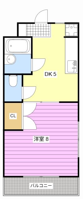 グリーンハイツII(1DK/3階)の間取り写真