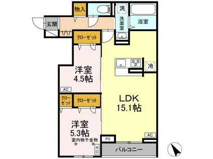 CLASSEUM連坊I(2LDK/1階)の間取り写真