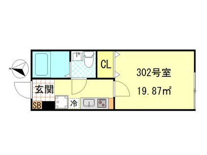 シーエフジオーレ大師駅前(1K/3階)の間取り写真