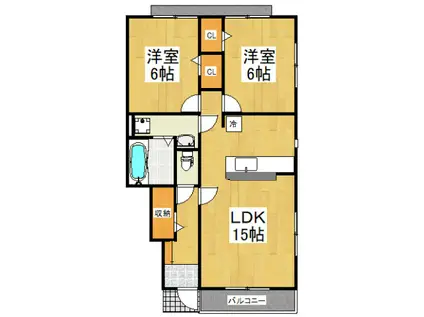 フォレストヴィラ所沢中富(2LDK/1階)の間取り写真