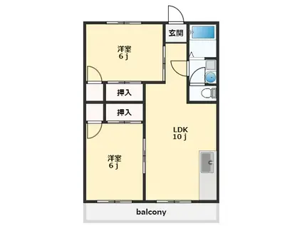 コーポ榎瀬(2LDK/2階)の間取り写真