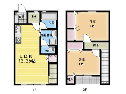 ガルテン宿畑 A棟(2LDK/1階)の間取り写真