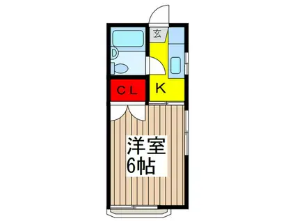 サニーハイツ(1K/2階)の間取り写真