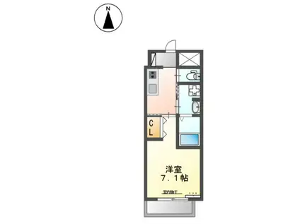 プリオール椿PARTII(1K/2階)の間取り写真