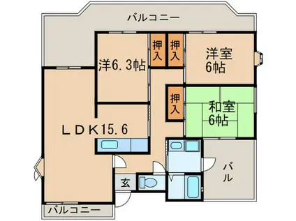 リブレM社台(3LDK/4階)の間取り写真