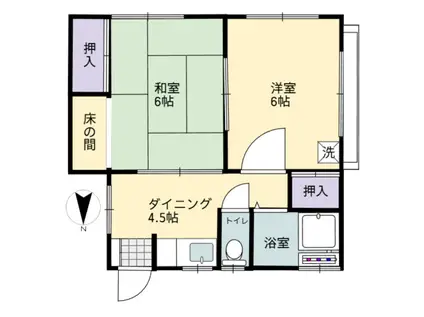 白樺ハイツ(2DK/2階)の間取り写真