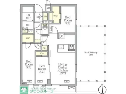アジールコート都立大学(2SLDK/3階)の間取り写真