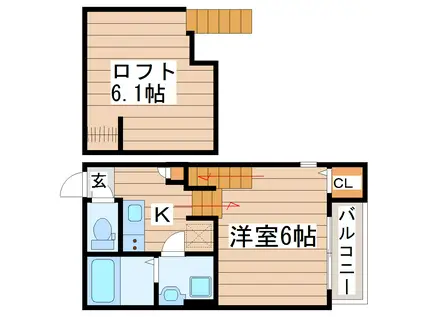 ハーモニーテラス中田IV(1K/2階)の間取り写真