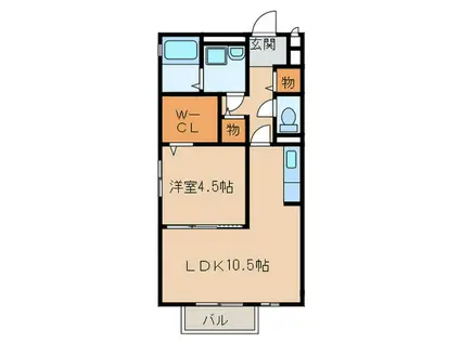 アムールII(1LDK/2階)の間取り写真