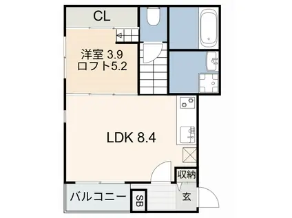 ハーモニーテラス鳴海(1LDK/2階)の間取り写真