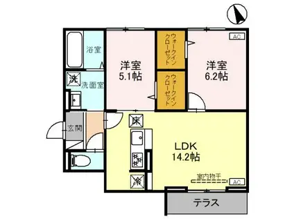 Dアヴァンス赤山(2LDK/1階)の間取り写真