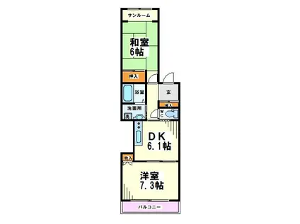 レヴ・クレール(2DK/1階)の間取り写真