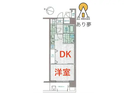 ヴィータローザ横浜吉野町(1DK/6階)の間取り写真