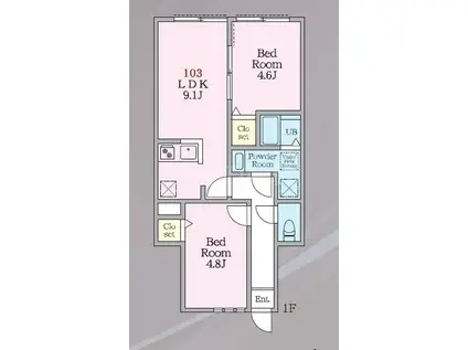 AZ石川台(2LDK/1階)の間取り写真