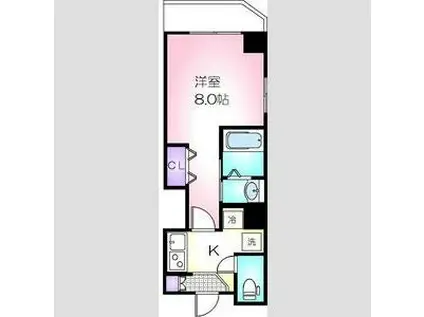 セントフィオーレ岩塚(1K/4階)の間取り写真