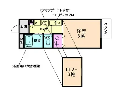 ドミエール(1K/2階)の間取り写真