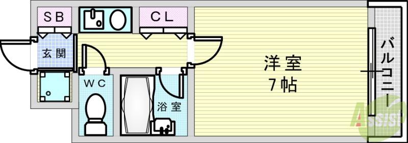 カントリー青葉ハイツ(1K/3階)の間取り写真