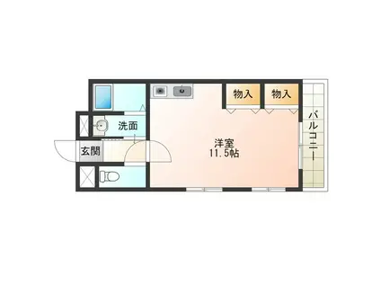 クレセール春日出2(ワンルーム/4階)の間取り写真