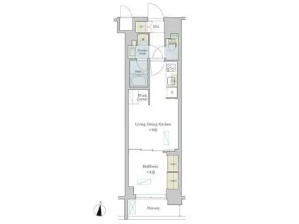 BRILLIA IST 渋谷本町 ブリリアイスト渋谷本町(1LDK/5階)の間取り写真