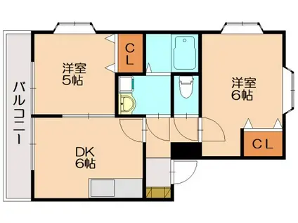 グランディスI(2DK/2階)の間取り写真