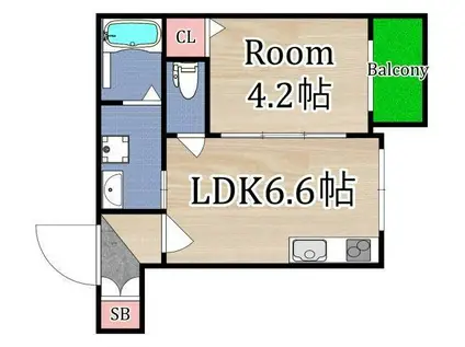 パシフィック千林(1DK/2階)の間取り写真