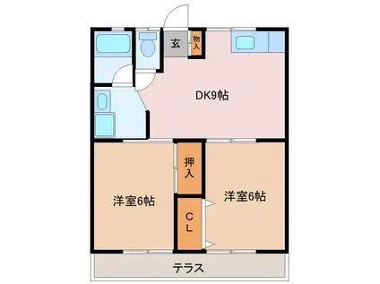 キャッスルつかさ(2DK/1階)の間取り写真