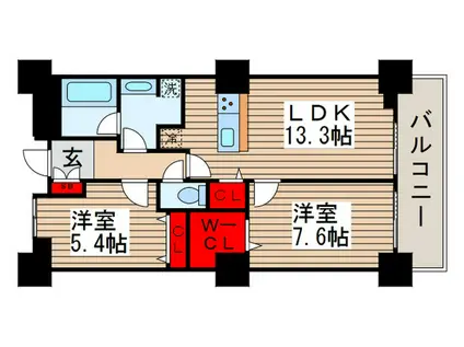 ロイヤルパークスタワー南千住(2LDK/22階)の間取り写真