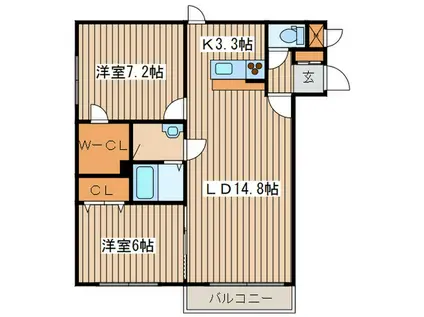 インクローバー元町(2LDK/2階)の間取り写真