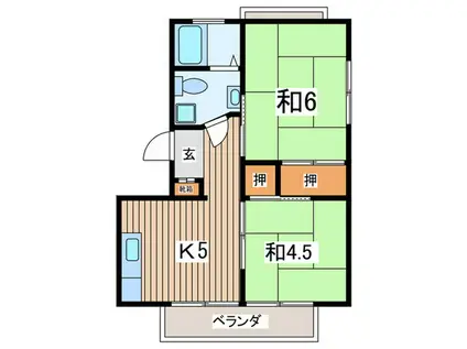 サニ-サイドOISO B(2K/2階)の間取り写真