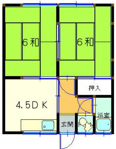 第二河村荘(2DK/2階)の間取り写真
