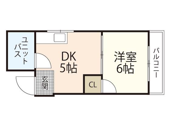 河原町ハイツ(1DK/4階)の間取り写真